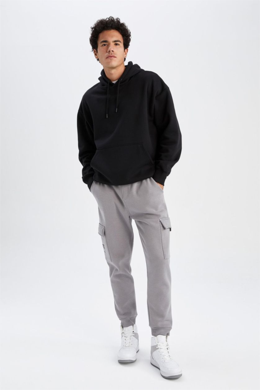 MAN Black Oversize Fit Hoodie Sweatshirt