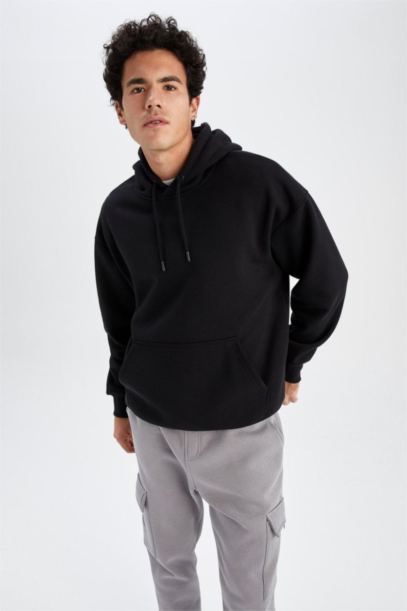 MAN Black Oversize Fit Hoodie Sweatshirt