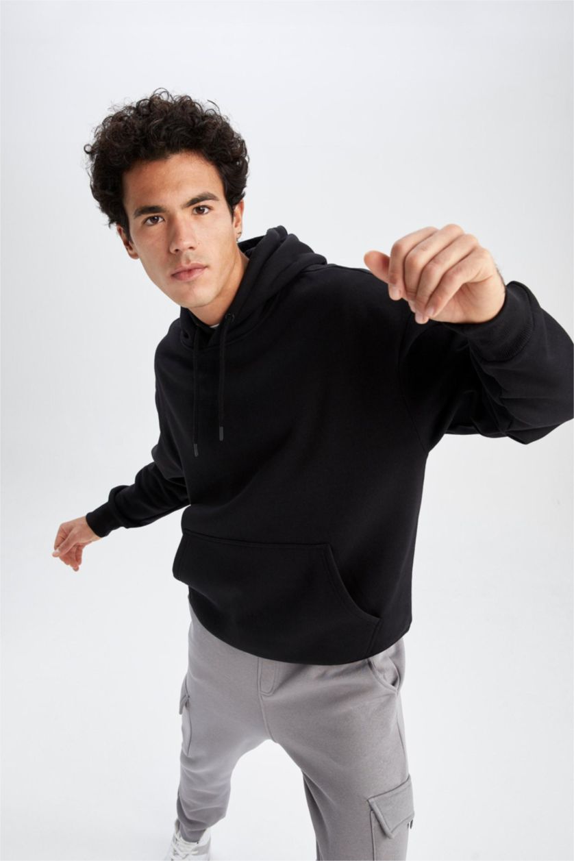 MAN Black Oversize Fit Hoodie Sweatshirt