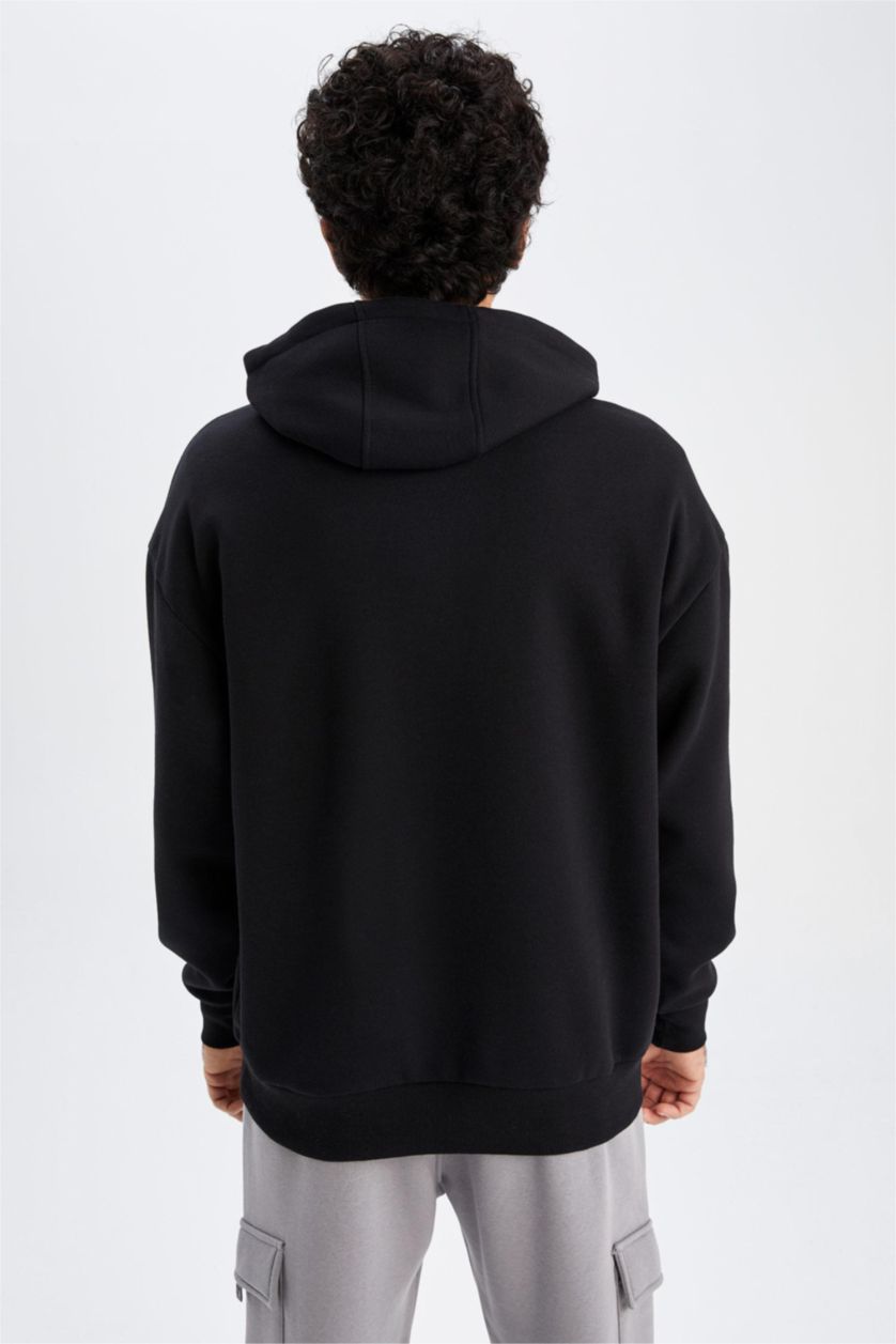 MAN Black Oversize Fit Hoodie Sweatshirt