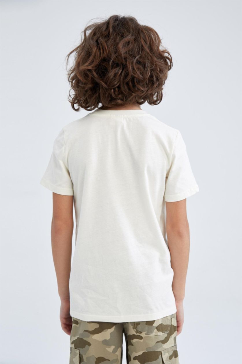 Мальчики и подростки Бежевый Футболка стандартного кроя  с принтом для мальчиков