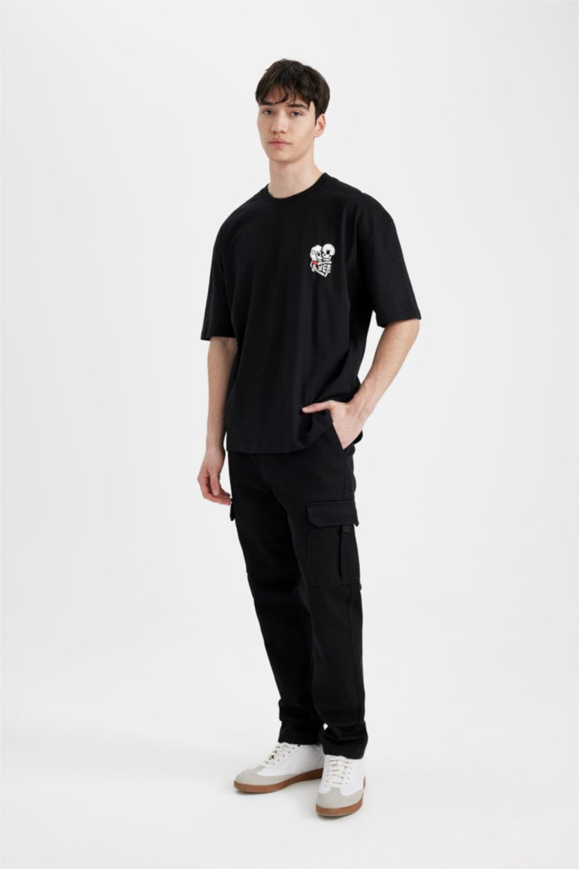 Men Black Oversize Fit Short Sleeve T-Shirt
