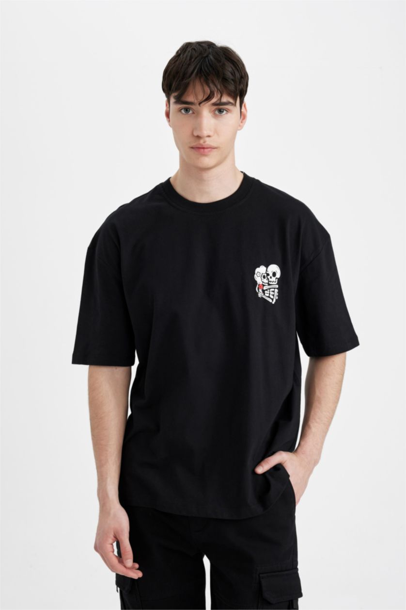 Men Black Oversize Fit Short Sleeve T-Shirt