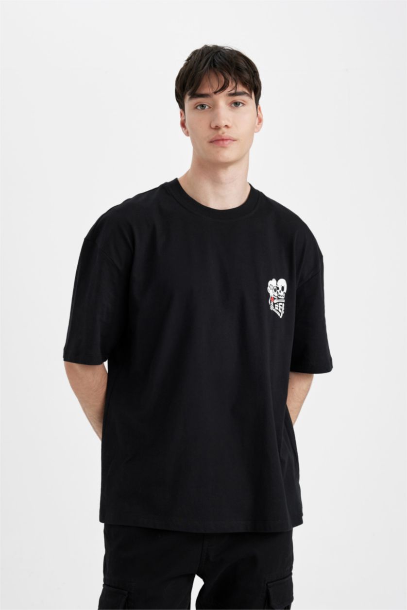 Men Black Oversize Fit Short Sleeve T-Shirt