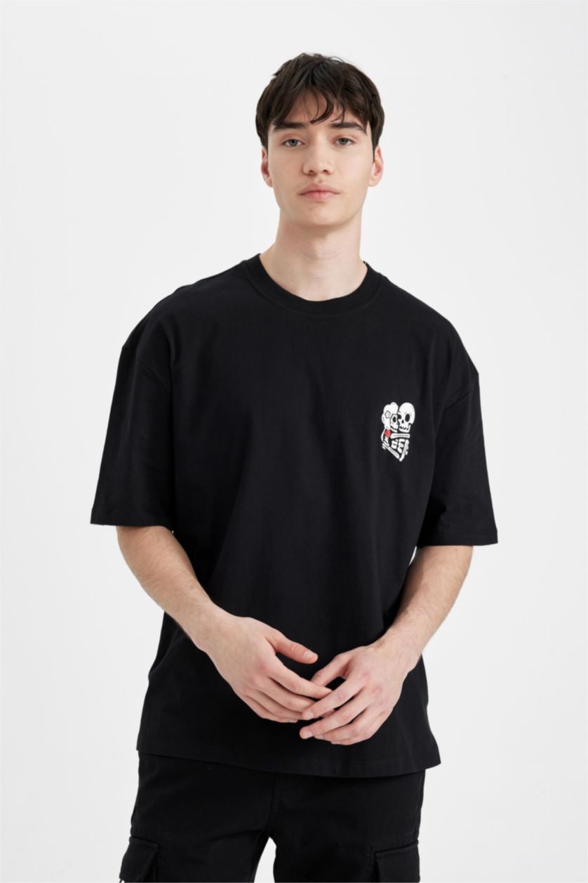 Men Black Oversize Fit Short Sleeve T-Shirt