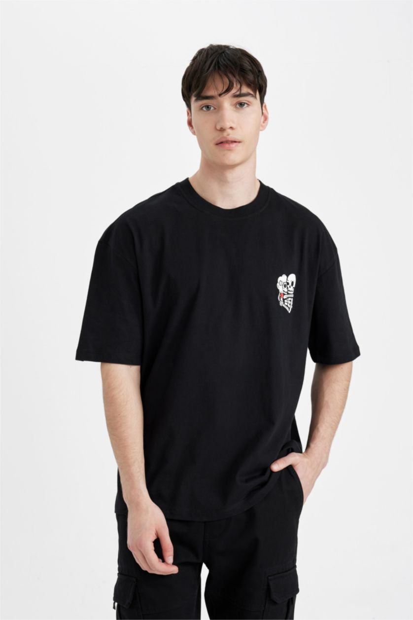 Men Black Oversize Fit Short Sleeve T-Shirt