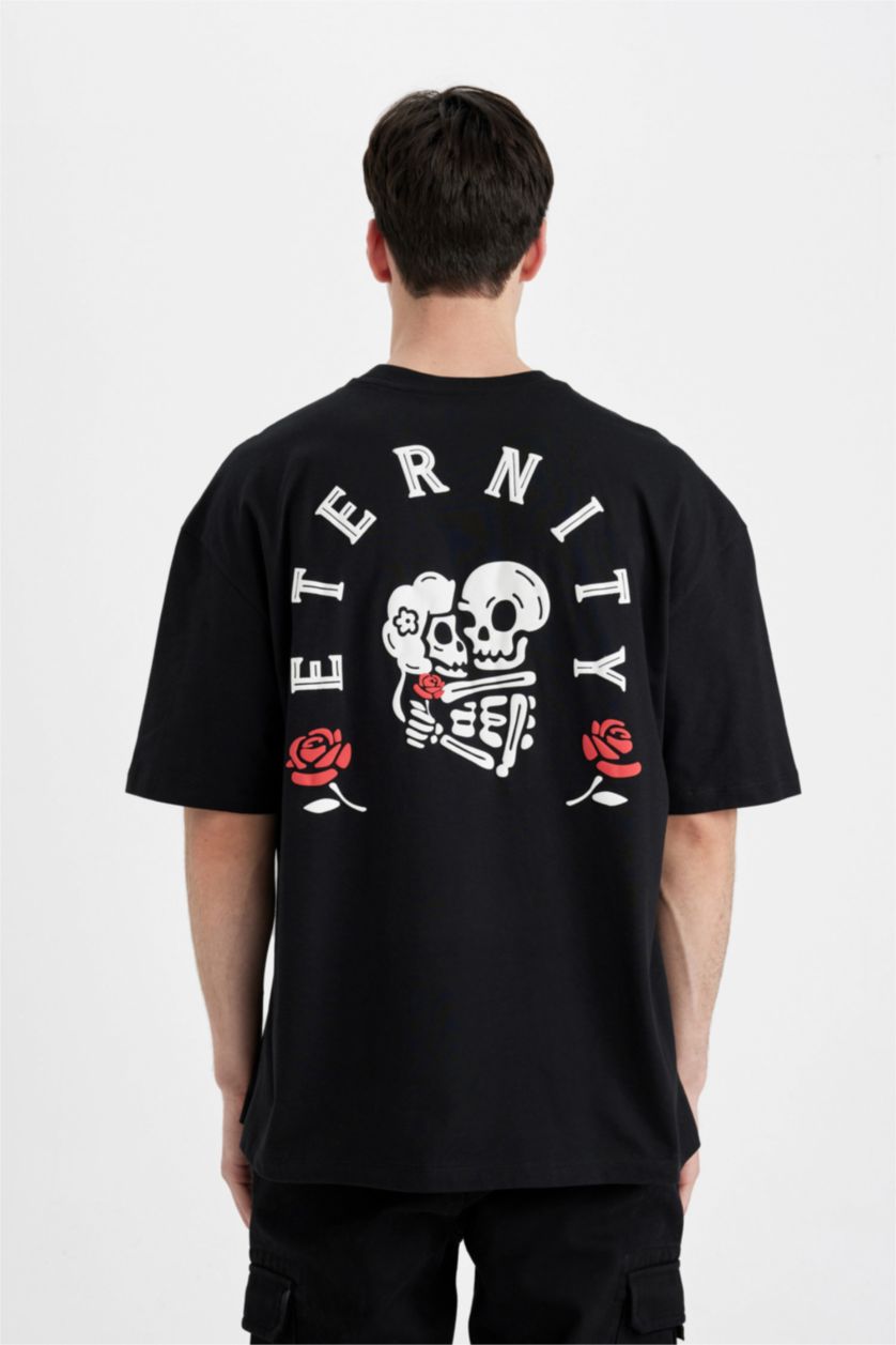 Men Black Oversize Fit Short Sleeve T-Shirt
