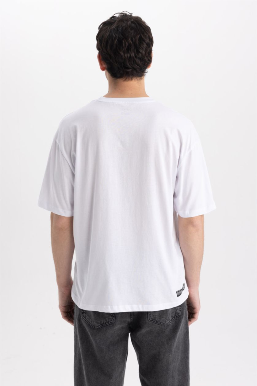 Мужчины Белый Футболка оверсайз c принтом из 100% хлопка