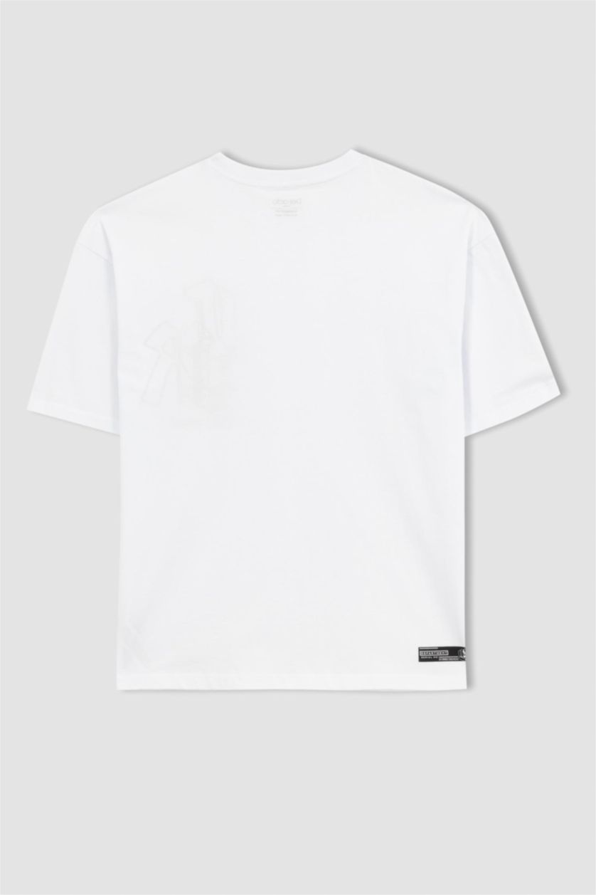 Мужчины Белый Футболка оверсайз c принтом из 100% хлопка