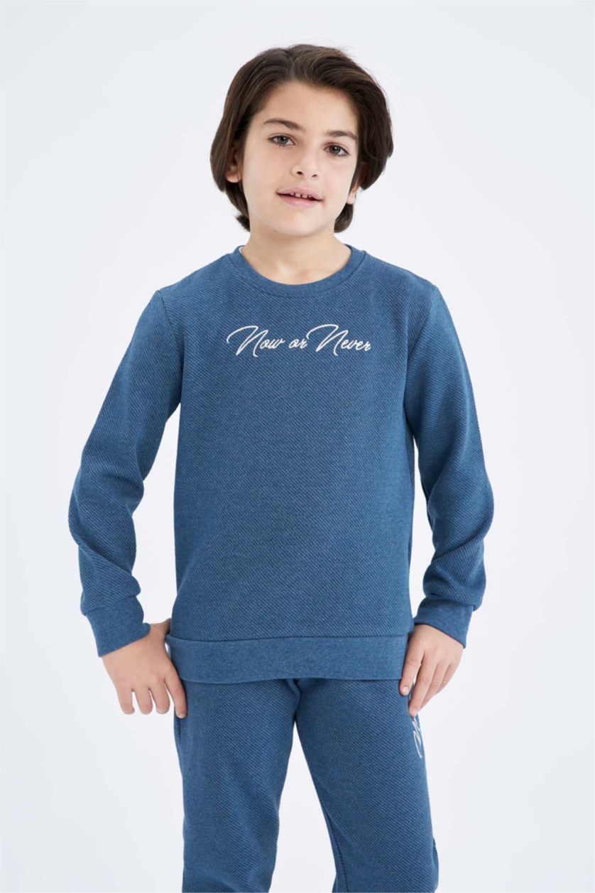 GARÇONS Bleu Foncé Ensemble 2 Pièces À Manches Longues Pour Garçon