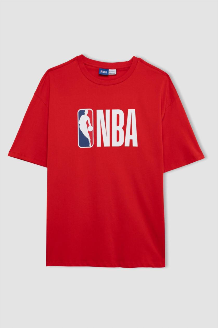 Kadın Kırmızı DeFactoFit NBA Boxy Fit Kısa Kollu %100 Pamuk Tişört