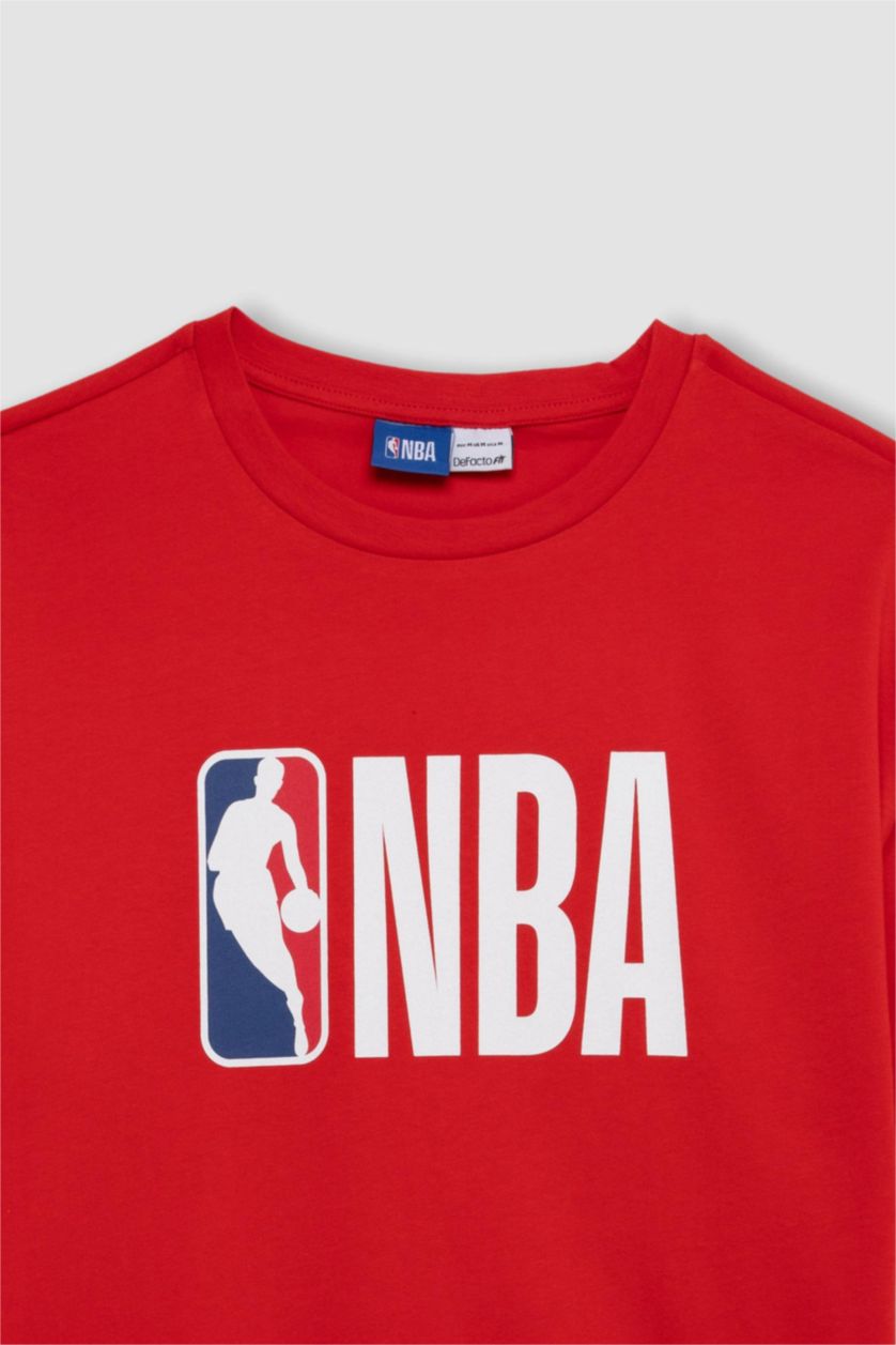 Kadın Kırmızı DeFactoFit NBA Boxy Fit Kısa Kollu %100 Pamuk Tişört