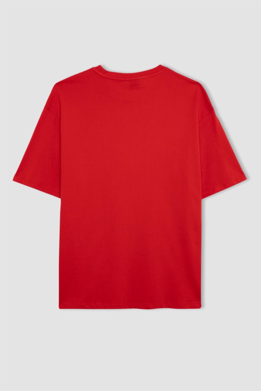Kadın Kırmızı DeFactoFit NBA Boxy Fit Kısa Kollu %100 Pamuk Tişört
