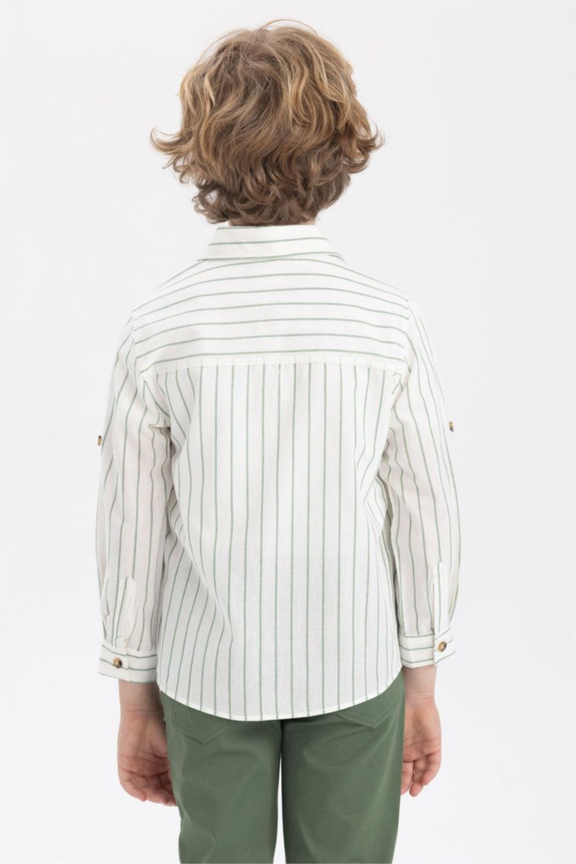 GARÇONS Écru Chemises à manches longues Look Lin Col Polo Garçon