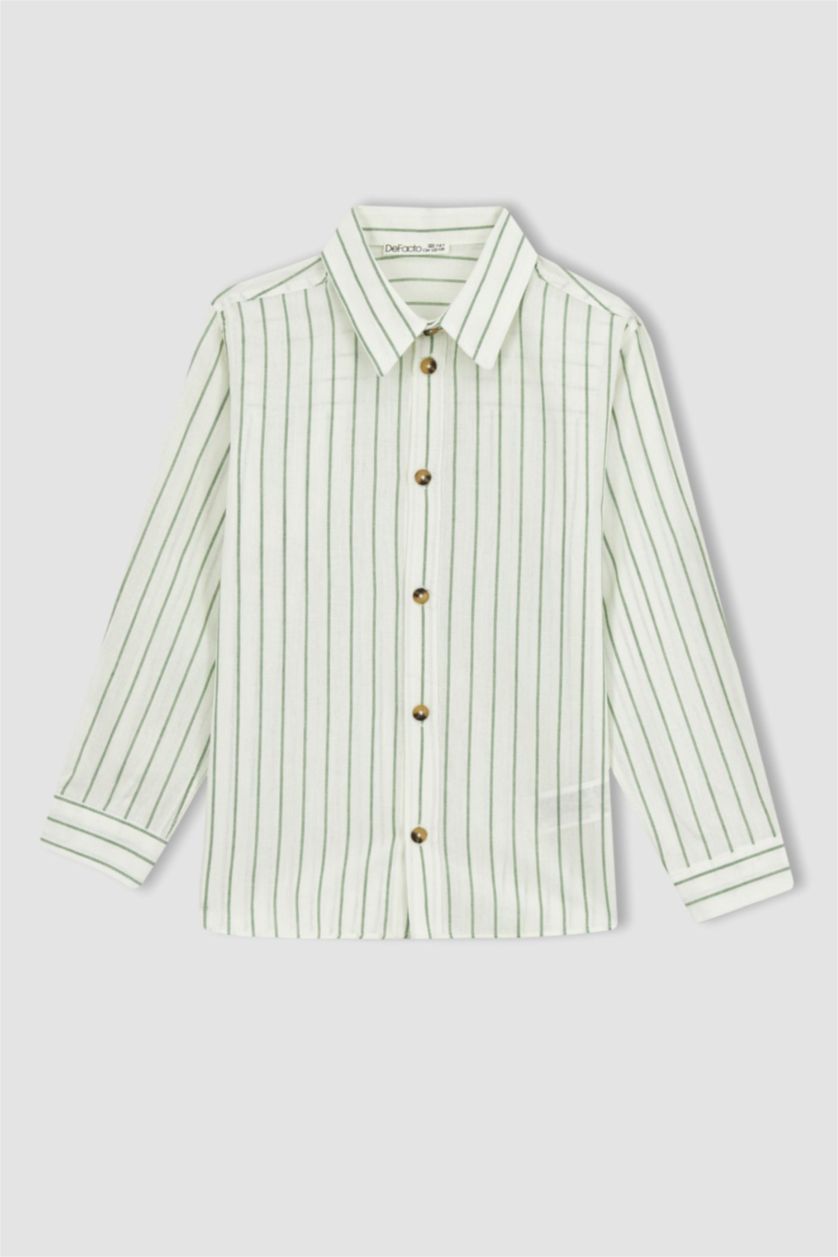 GARÇONS Écru Chemises à manches longues Look Lin Col Polo Garçon