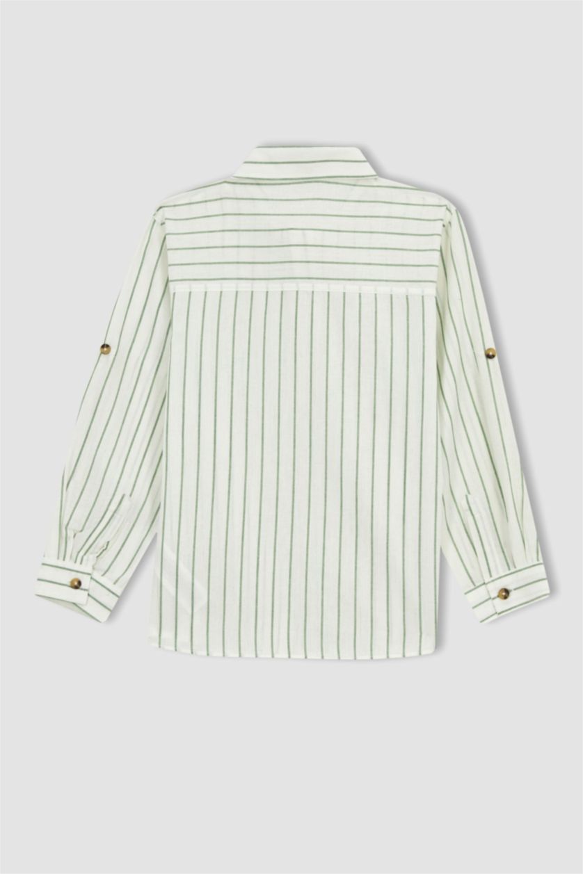 GARÇONS Écru Chemises à manches longues Look Lin Col Polo Garçon