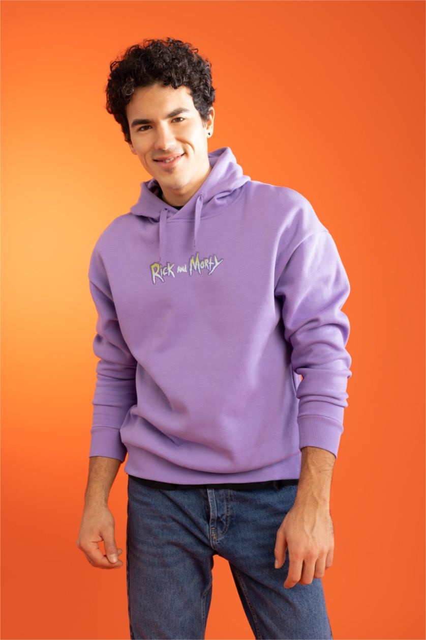 HOMME Violet Sweat À Capuche Coupe Oversize Rick Et Morty