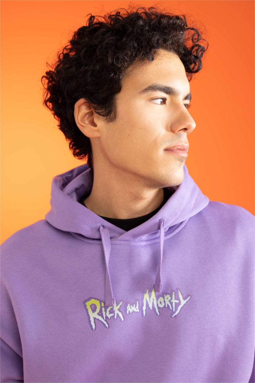 HOMME Violet Sweat À Capuche Coupe Oversize Rick Et Morty