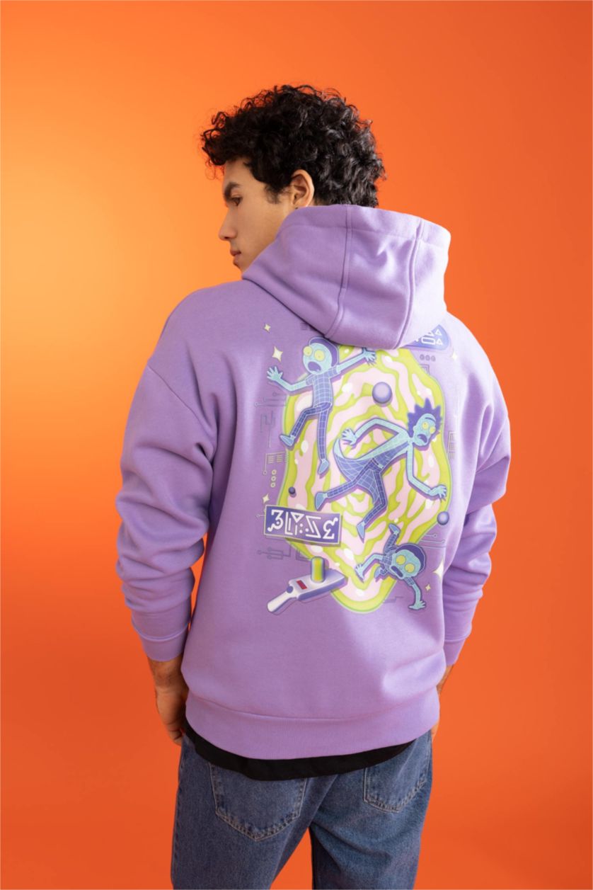 HOMME Violet Sweat À Capuche Coupe Oversize Rick Et Morty