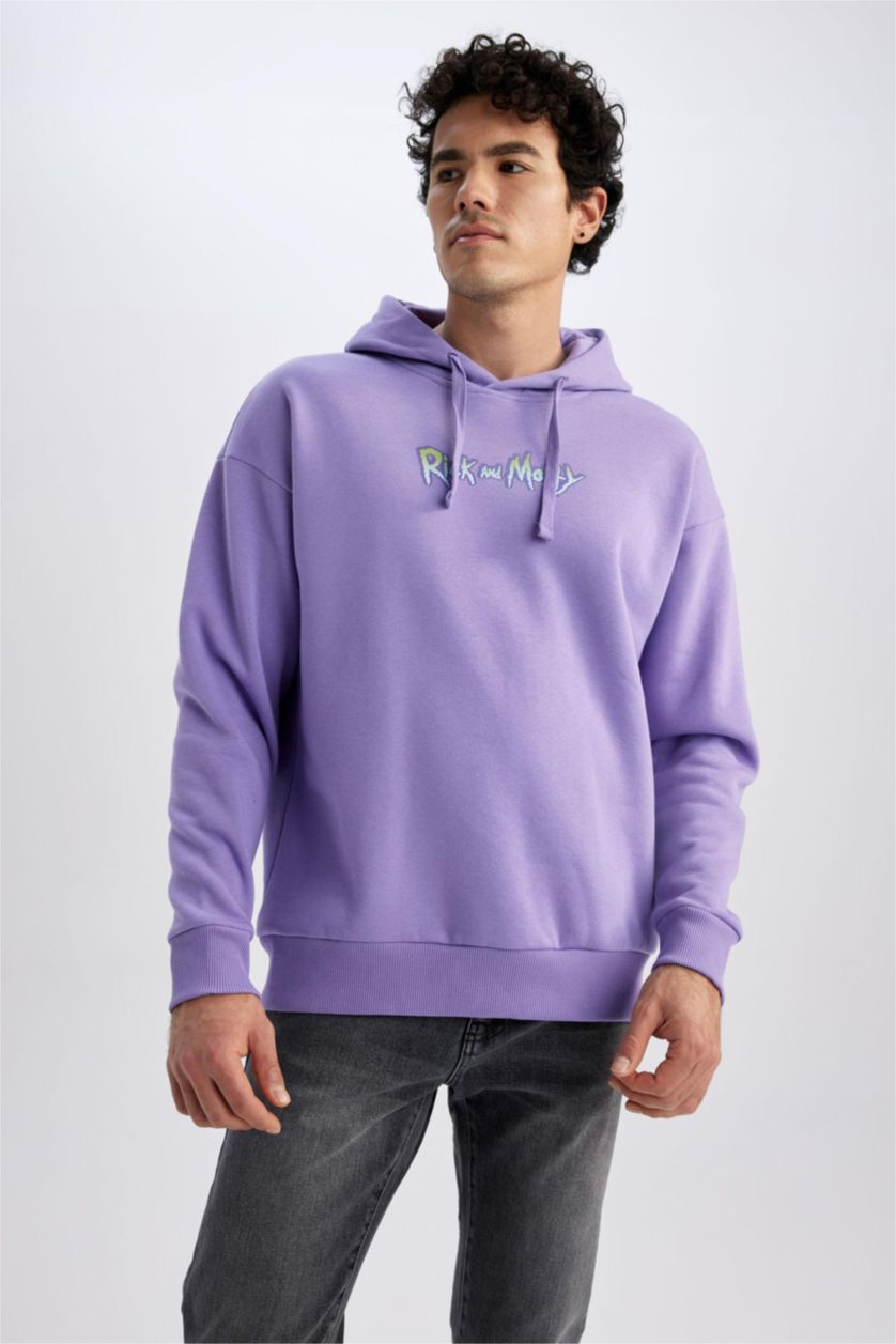 HOMME Violet Sweat À Capuche Coupe Oversize Rick Et Morty