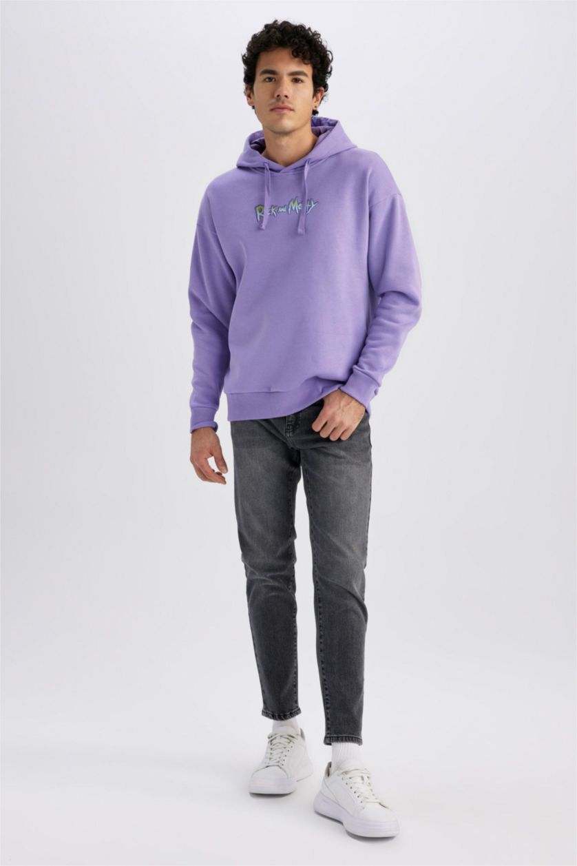 HOMME Violet Sweat À Capuche Coupe Oversize Rick Et Morty