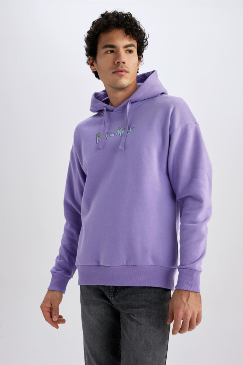 HOMME Violet Sweat À Capuche Coupe Oversize Rick Et Morty