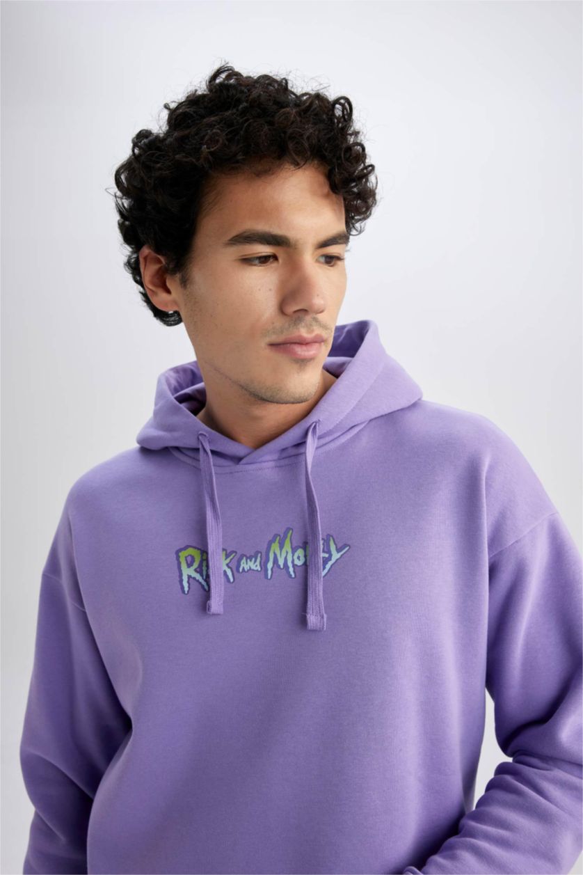 HOMME Violet Sweat À Capuche Coupe Oversize Rick Et Morty