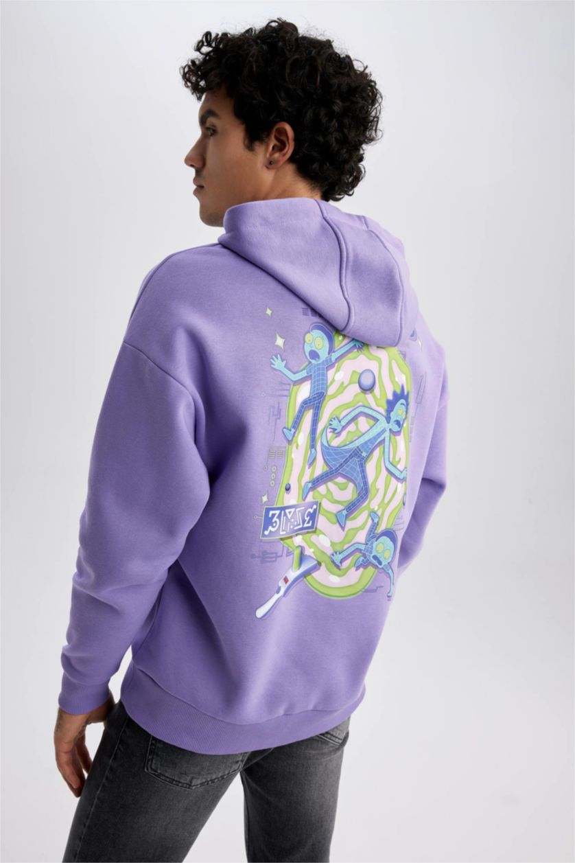 HOMME Violet Sweat À Capuche Coupe Oversize Rick Et Morty