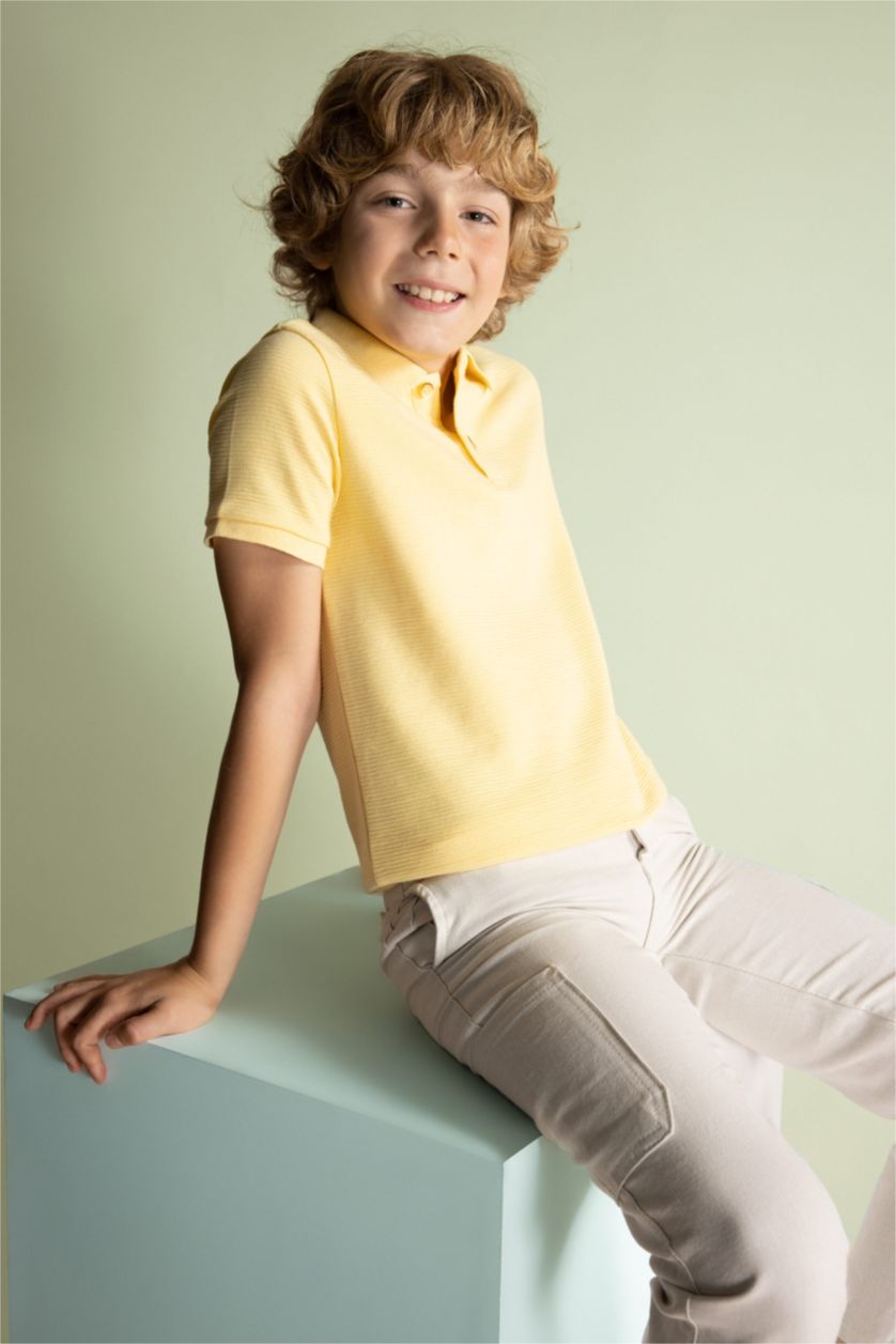 GARÇONS Jaune Clair Polo à manches courtes Piquer Col Polo Garçon