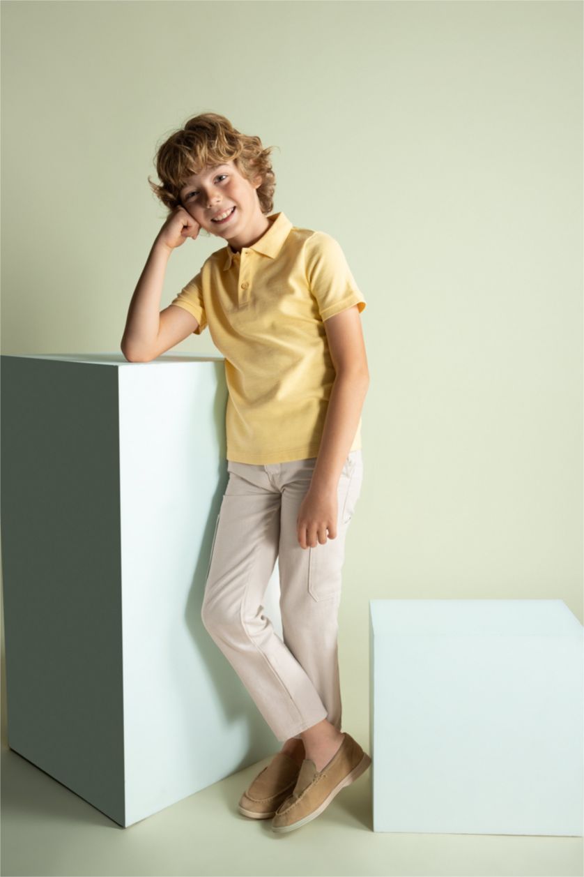 GARÇONS Jaune Clair Polo à manches courtes Piquer Col Polo Garçon