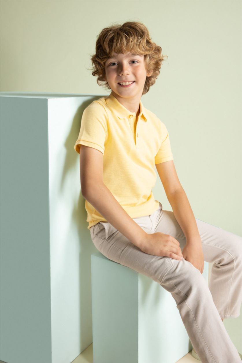 GARÇONS Jaune Clair Polo à manches courtes Piquer Col Polo Garçon