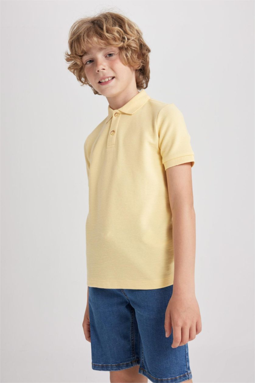 GARÇONS Jaune Clair Polo à manches courtes Piquer Col Polo Garçon