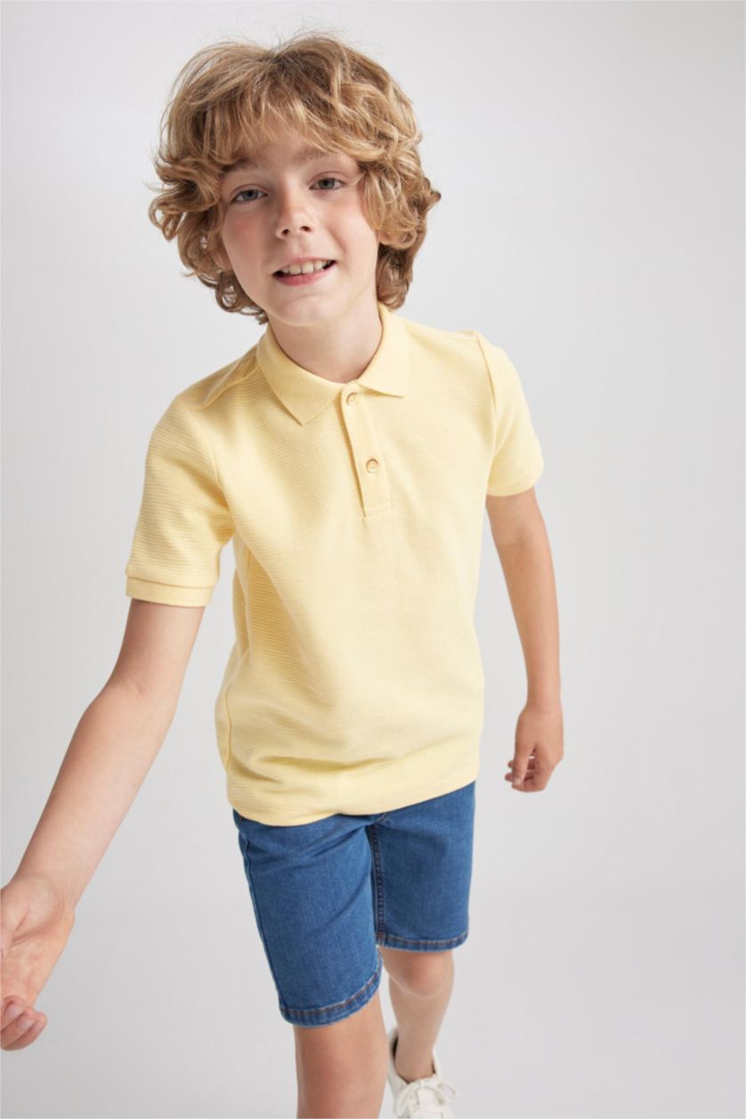 GARÇONS Jaune Clair Polo à manches courtes Piquer Col Polo Garçon