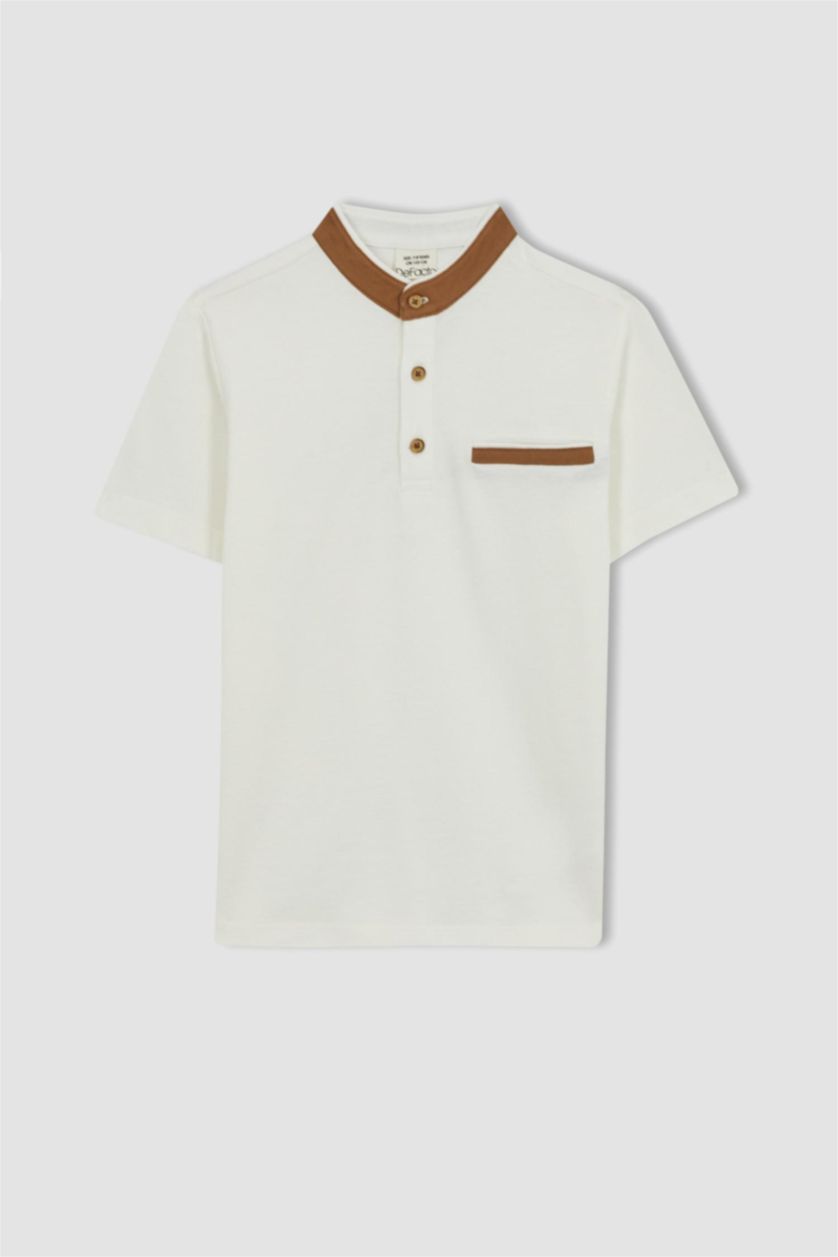 GARÇONS Écru T-shirt Polo à manches courtes en piqué pour garçon