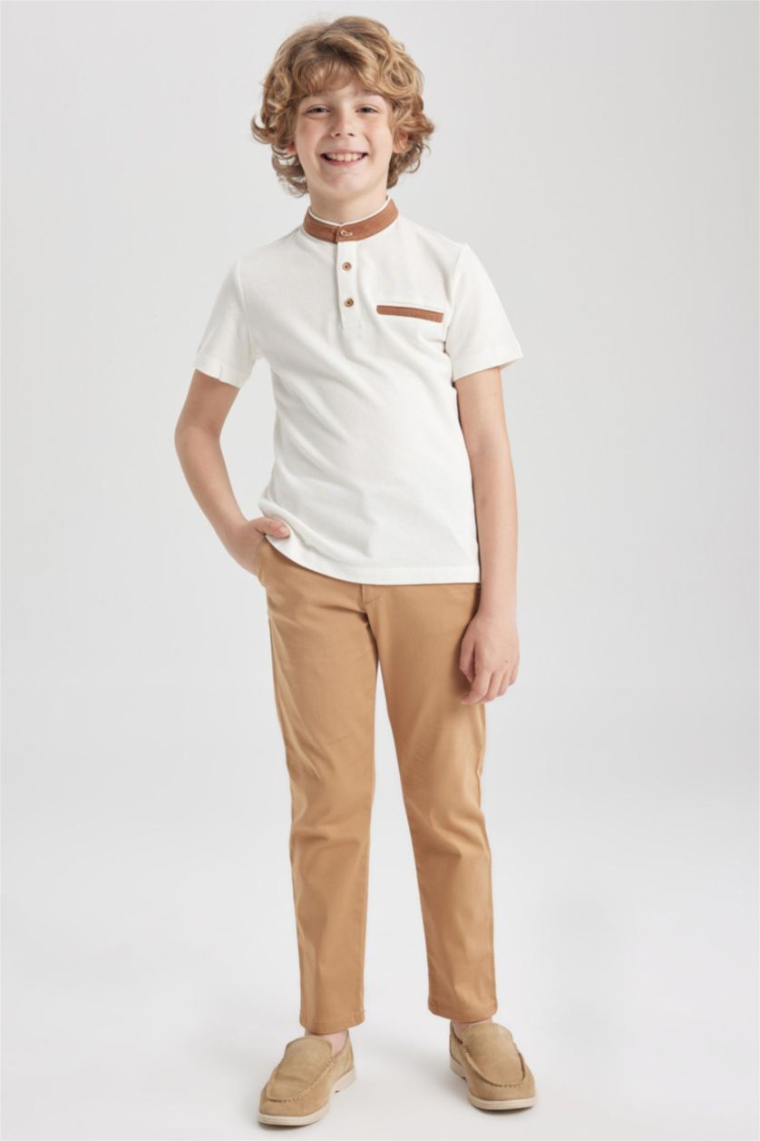 BOYS & TEENS Beige Boy Regular Fit Gabardine Trousers