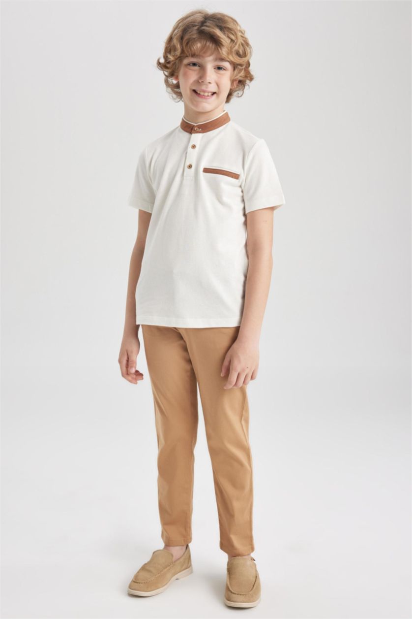 BOYS & TEENS Beige Boy Regular Fit Gabardine Trousers