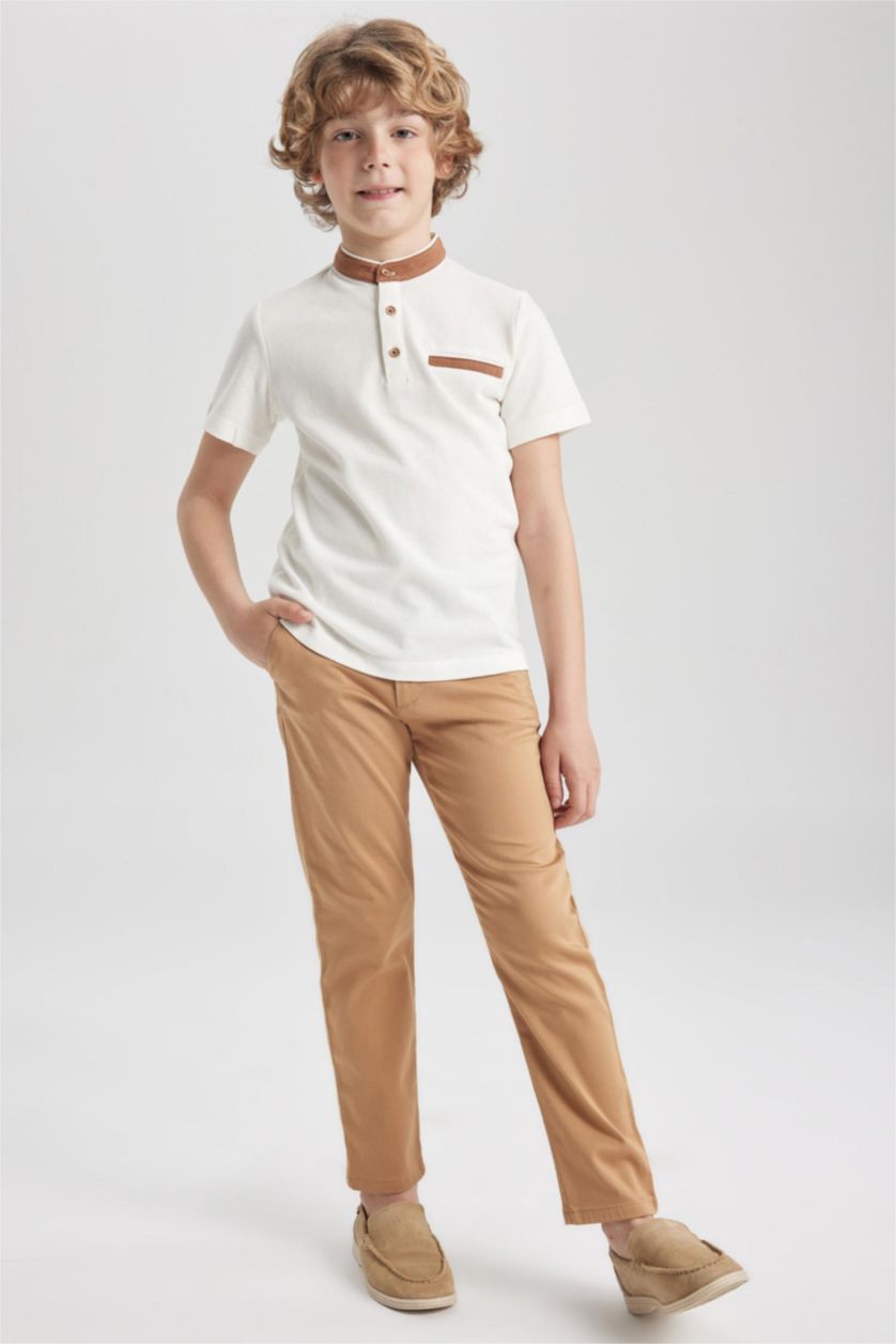 BOYS & TEENS Beige Boy Regular Fit Gabardine Trousers
