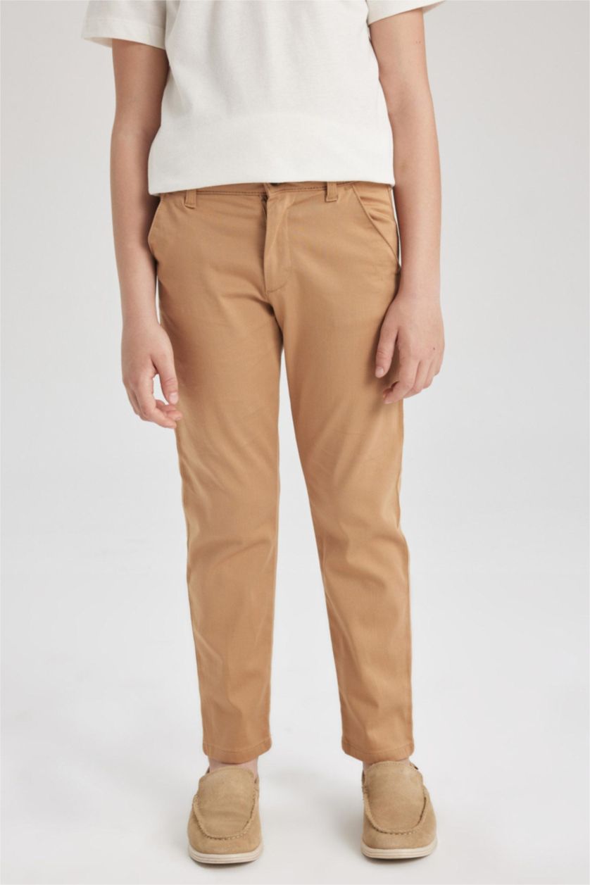 BOYS & TEENS Beige Boy Regular Fit Gabardine Trousers
