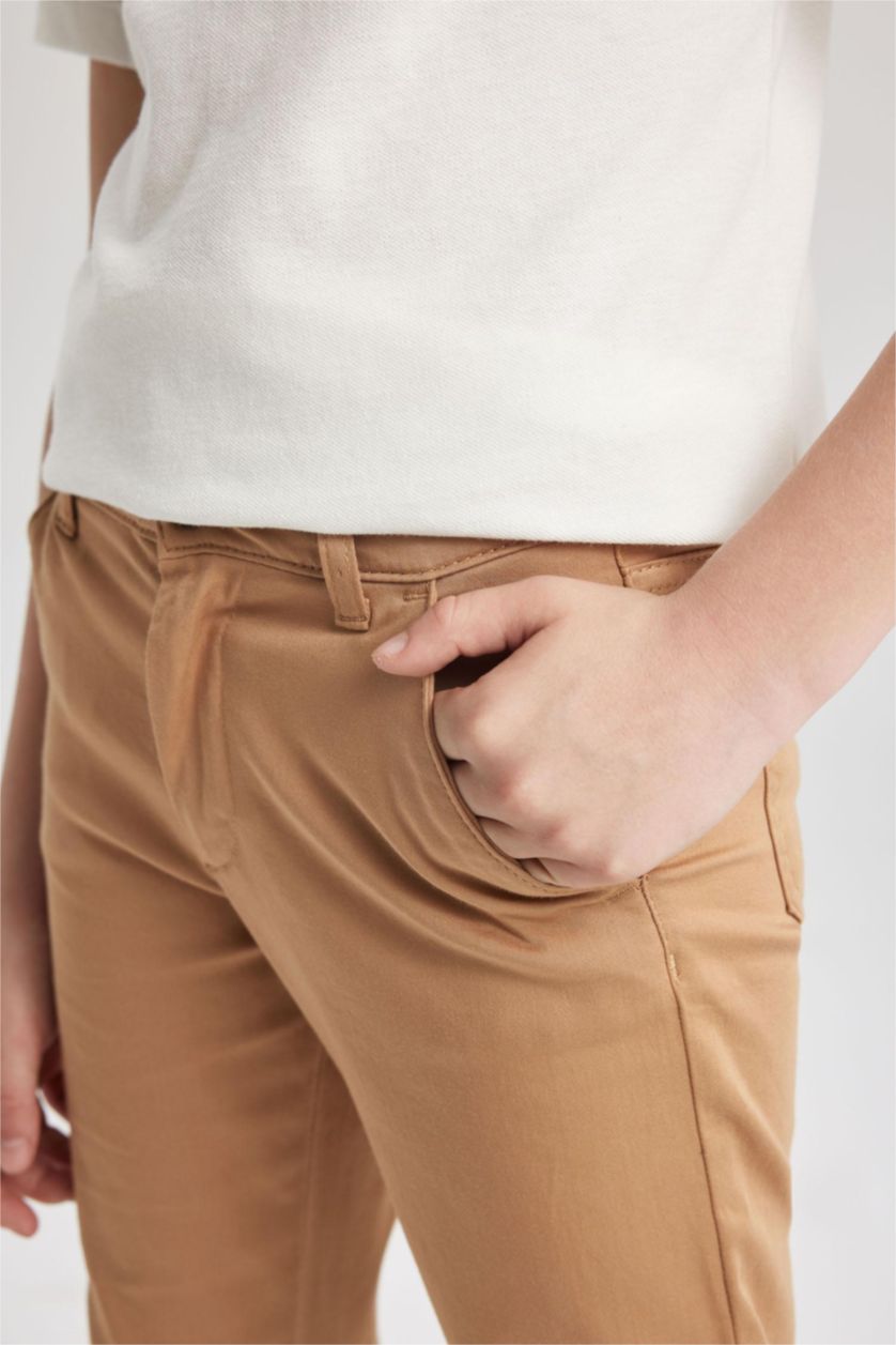 BOYS & TEENS Beige Boy Regular Fit Gabardine Trousers