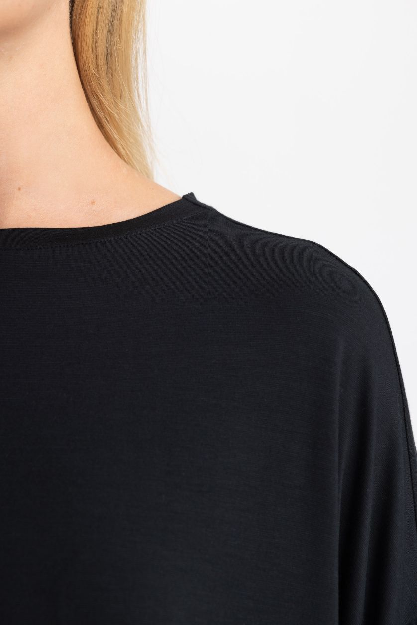 WOMAN Black Fall in Love Bamboo Natural Fiber Pajama Top