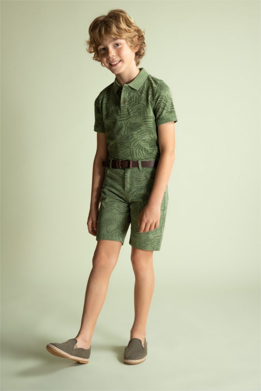 BOYS & TEENS Green Boy Regular Fit Gabardine Shorts