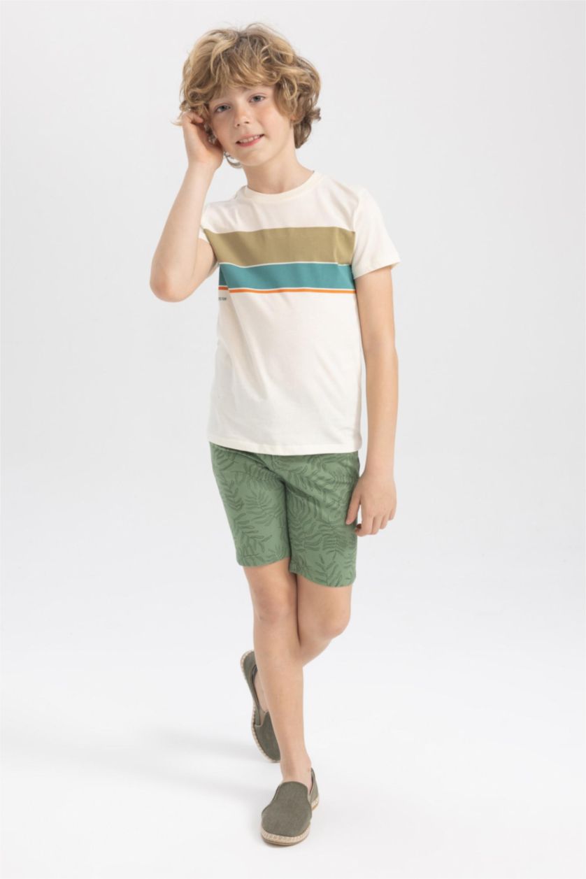 BOYS & TEENS Green Boy Regular Fit Gabardine Shorts