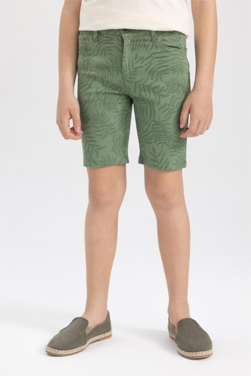 BOYS & TEENS Green Boy Regular Fit Gabardine Shorts