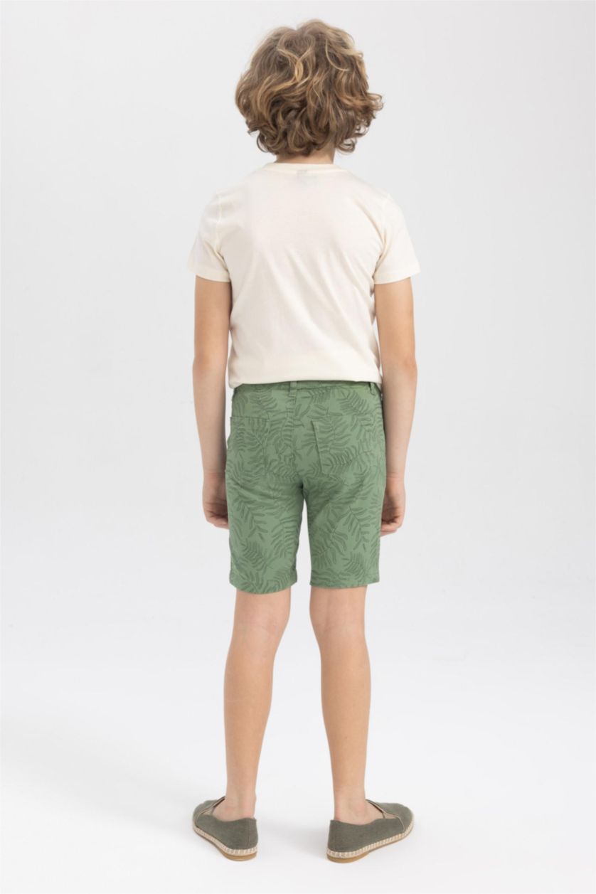 BOYS & TEENS Green Boy Regular Fit Gabardine Shorts
