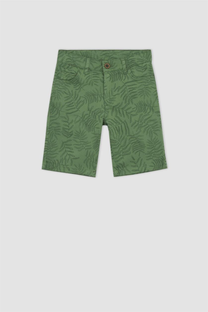 BOYS & TEENS Green Boy Regular Fit Gabardine Shorts