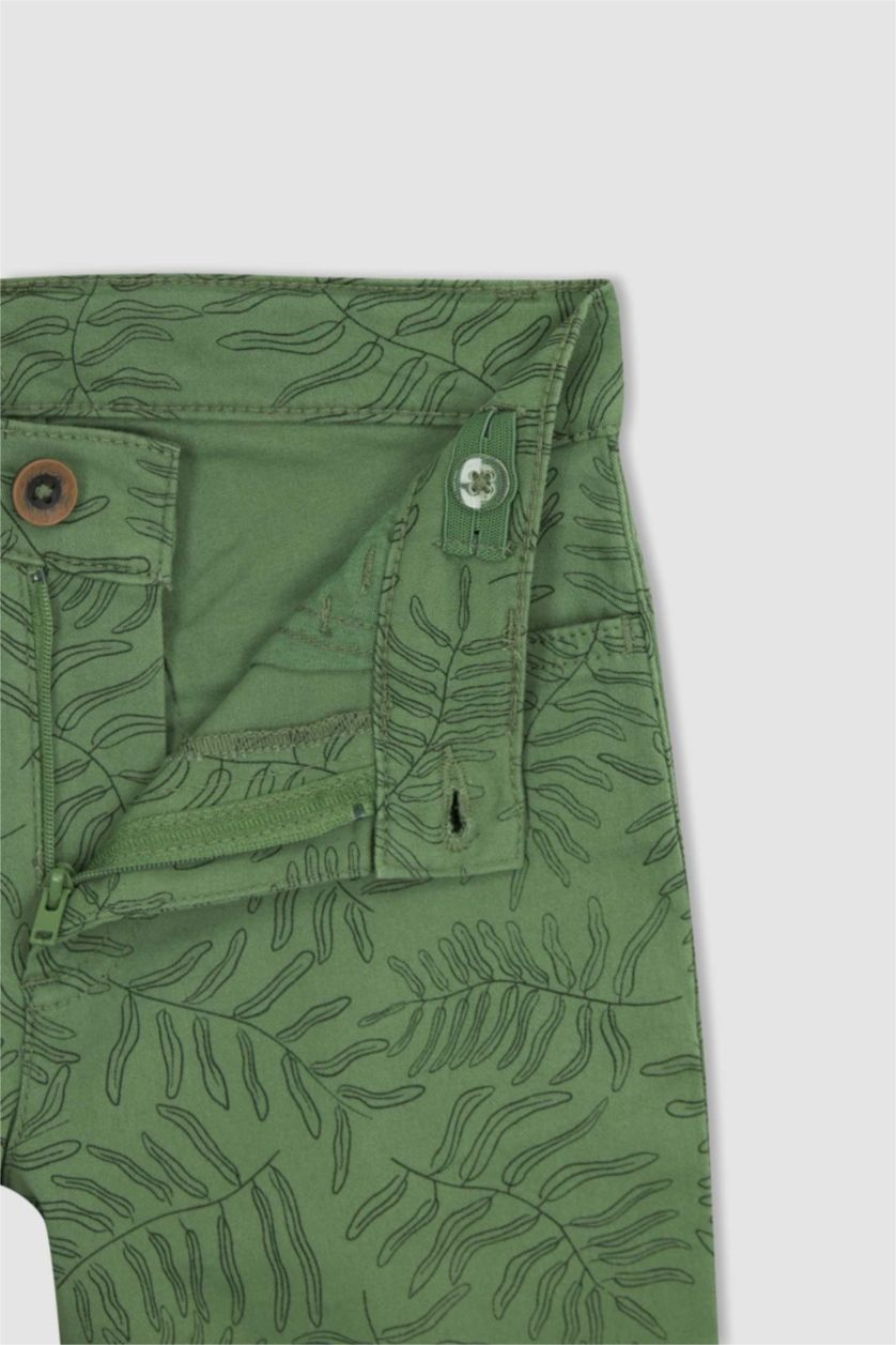 BOYS & TEENS Green Boy Regular Fit Gabardine Shorts