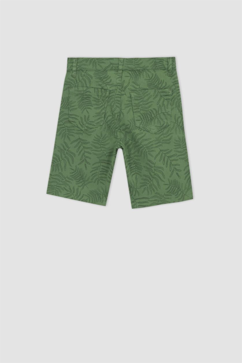 BOYS & TEENS Green Boy Regular Fit Gabardine Shorts