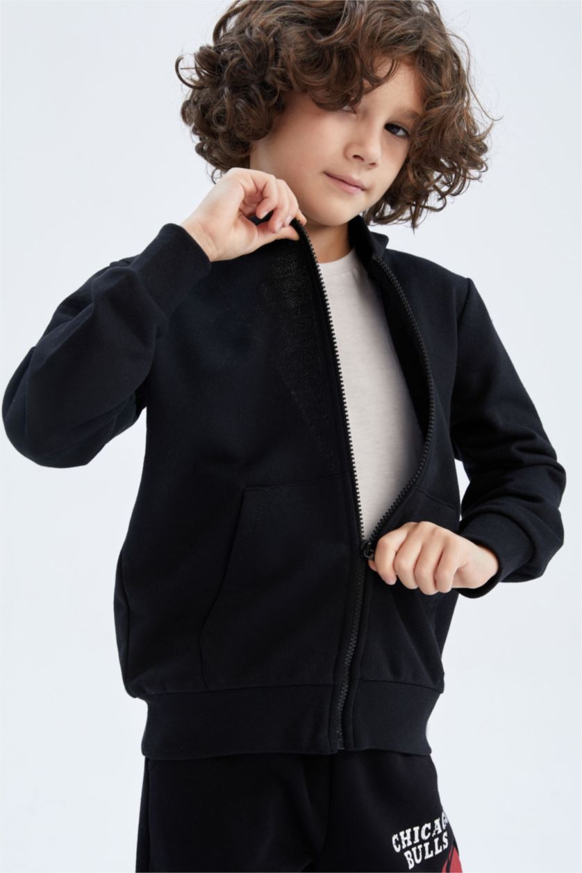 BOYS & TEENS Black Boy Hooded Cardigan
