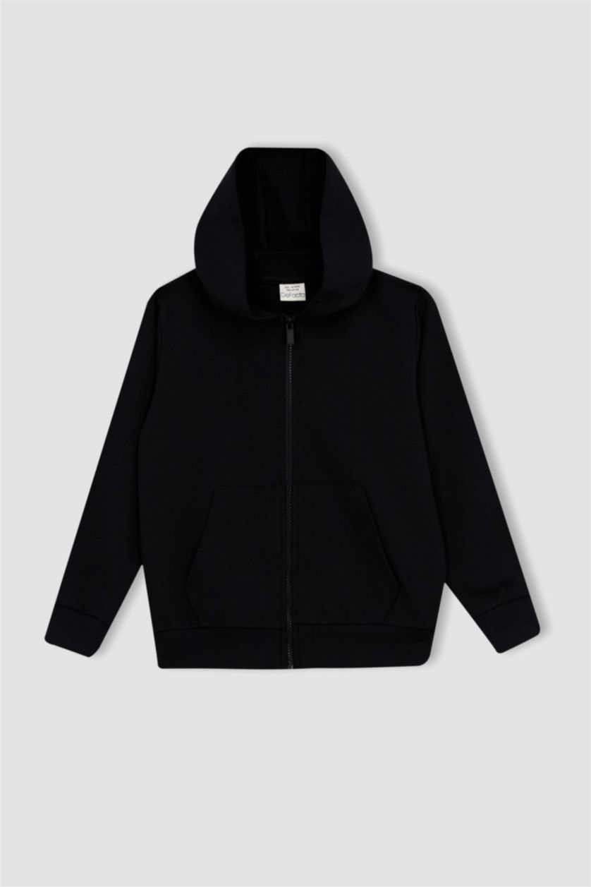 BOYS & TEENS Black Boy Hooded Cardigan