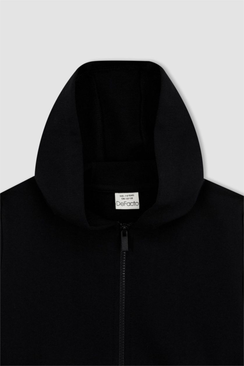 BOYS & TEENS Black Boy Hooded Cardigan